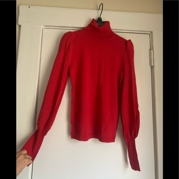 Express Red Fitted Balloon Sleeve Sweater Small - Picture 3 of 5